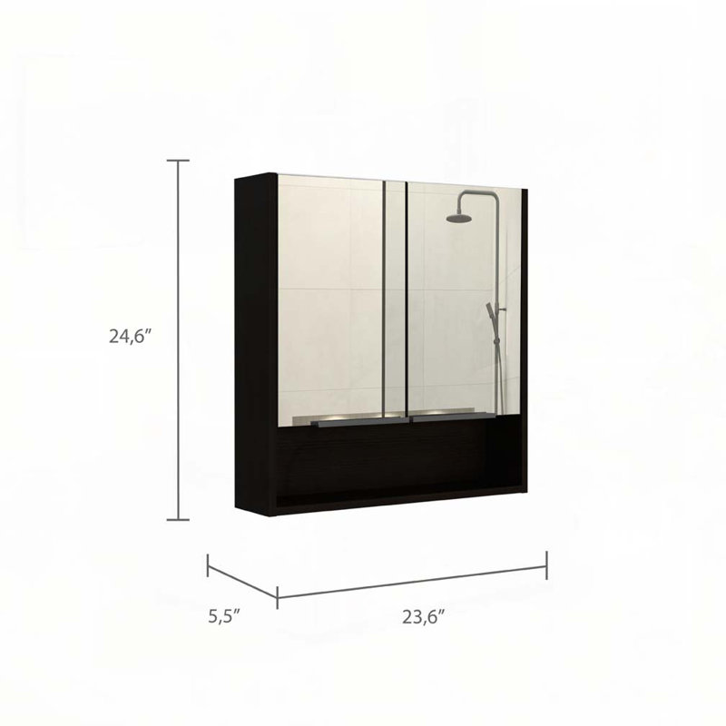 Armoire à pharmacie murale avec miroir, Noir