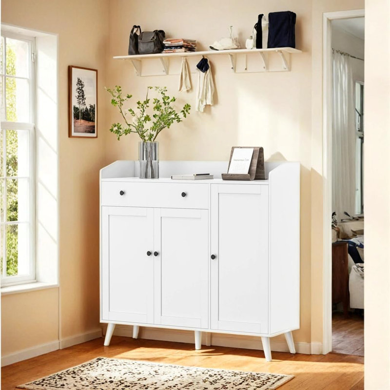 Large Shoe Cabinet Fit Up To Shoe Size 16, Shoe Storage Cabinet With 3 Doors And 1 Drawer, Wooden Shoe Organizer For Entryway