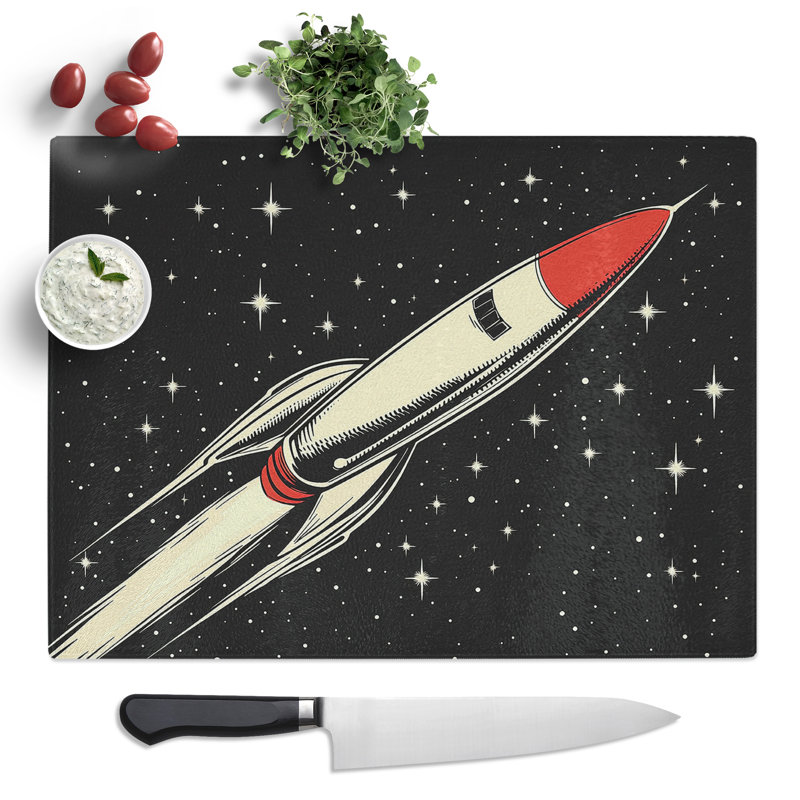 Rocket Design  Glass Chopping Board