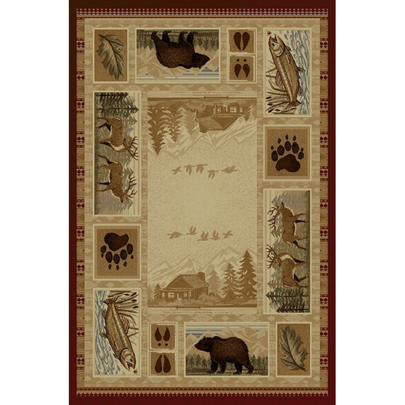 Tapis beige à aire beige american Winegar, Rectangle 2 pi x 4 pi