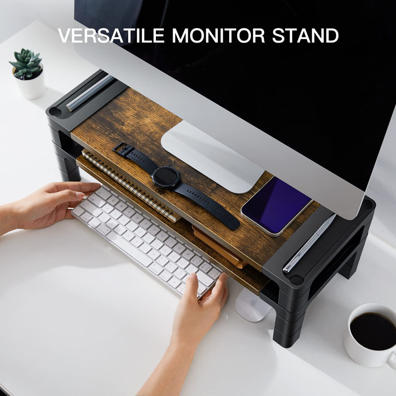 Monitor Stand Computer Riser, Monitor Stand For Desk With Adjustable Height And 2 Platforms, Ergonomic Computer Riser, Monitor Riser For Laptops And Monitors