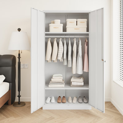 36 Inch Wide Metal Wardrobe Cabinets Storage Cabinets with Lock