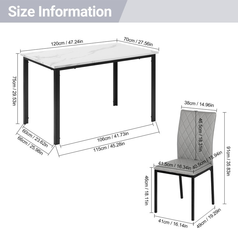 4 - Person Dining Set, Grey, White