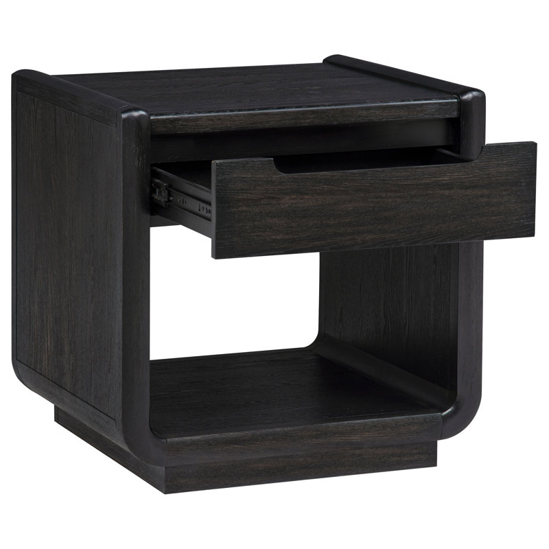 Table de bout d'appoint en bois à 1 tiroir Leandro