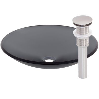 Novatto 18'' Black Glass Circular Bathroom Sink
