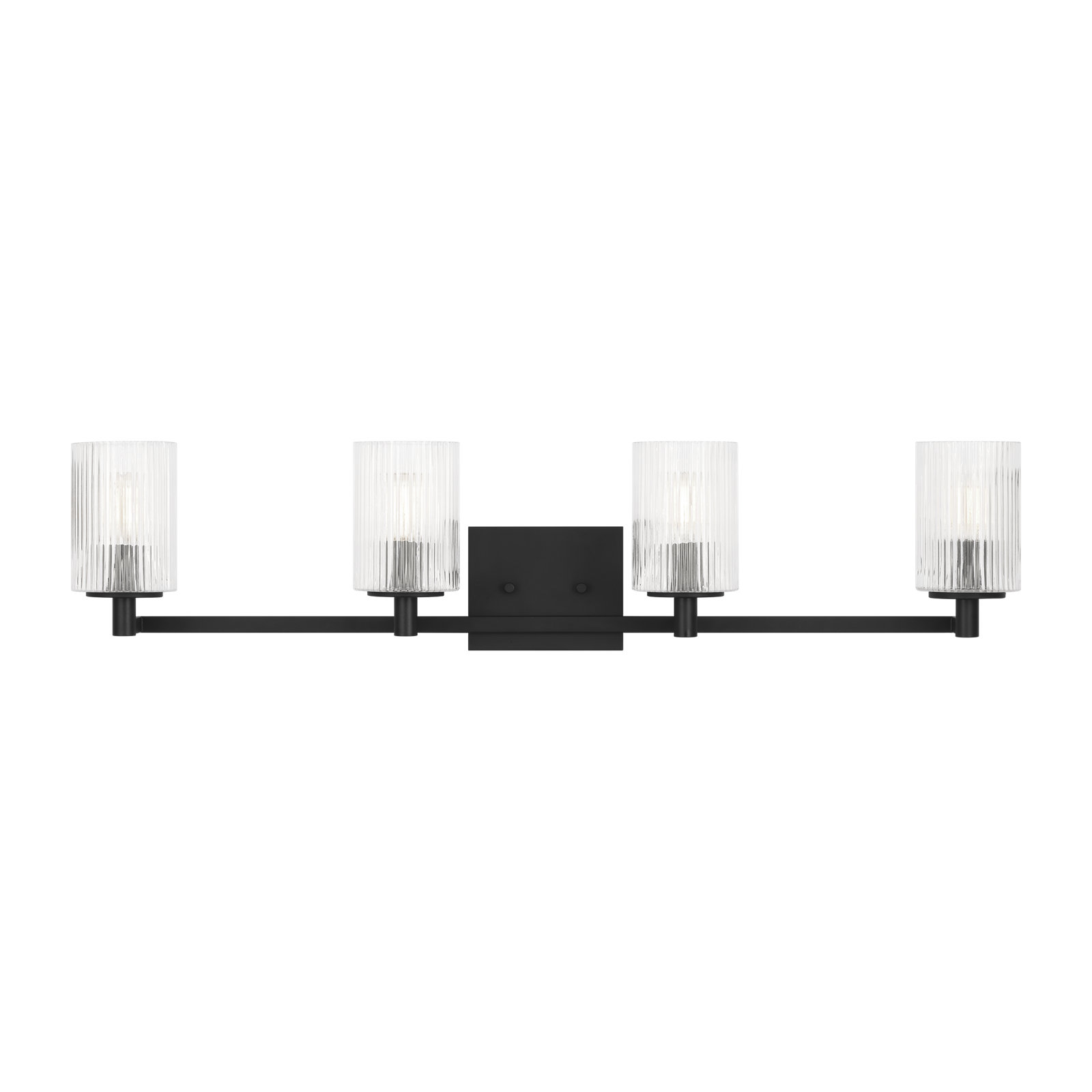 Luisa bath wall sconce with clear fluted glass shades, Midnight Black, 4