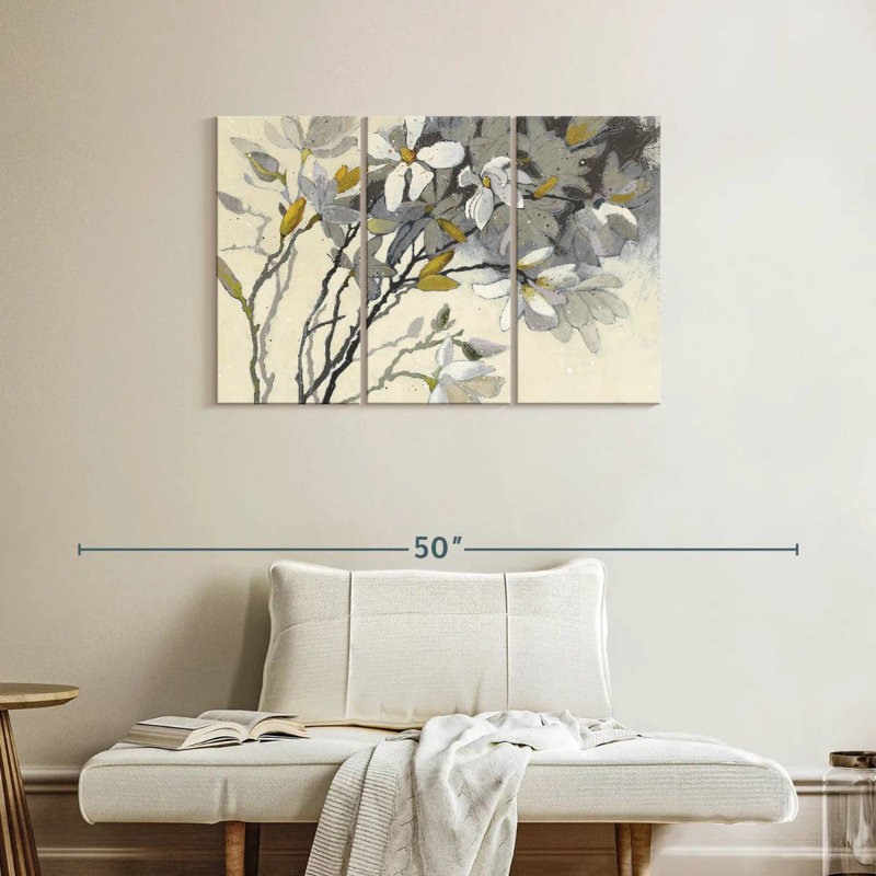 Harnek Magnolias Yellow Gray, 24" H x 38" W