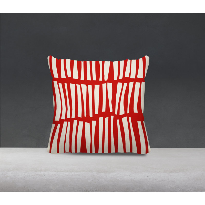 Coussin décoratif réversible Clayton, H 17 po x l 17 po, Rouge, blanc cassé