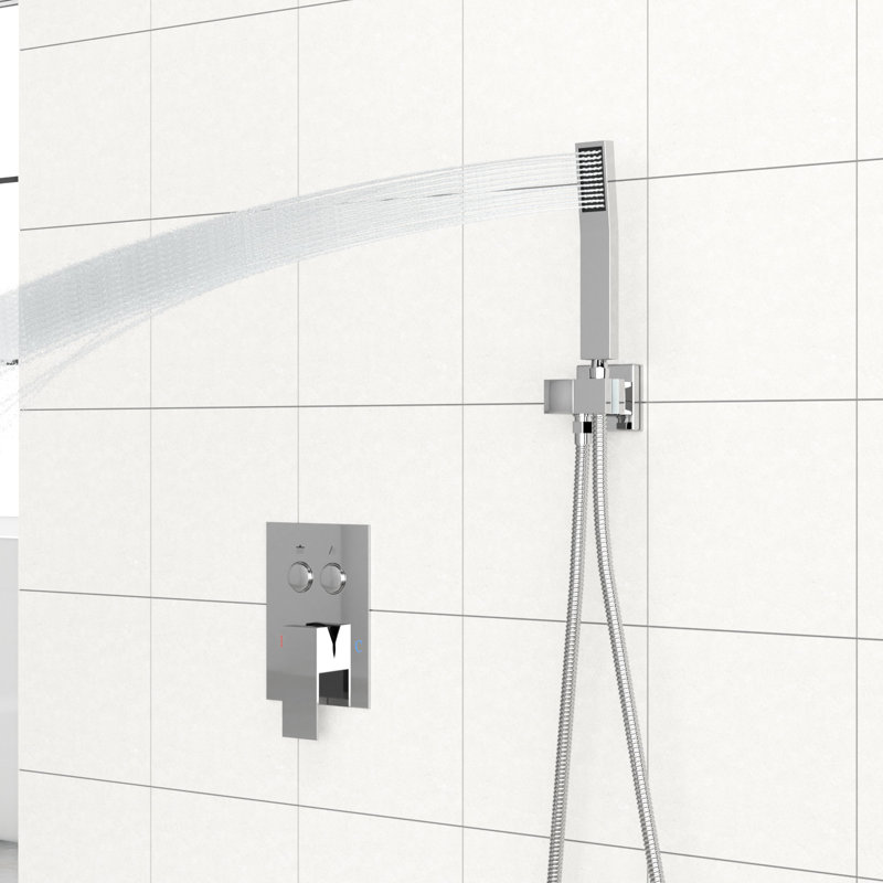 Pomme de douche double 10 po - Carré mural avec valve et