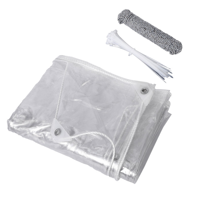 Bâches transparentes en PVC résistantes avec œillets et cordes, toile de pluie résistante au vent et à la poussière