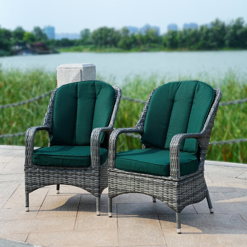 Chaise de patio avec coussin Iyman, Vert, Gris
