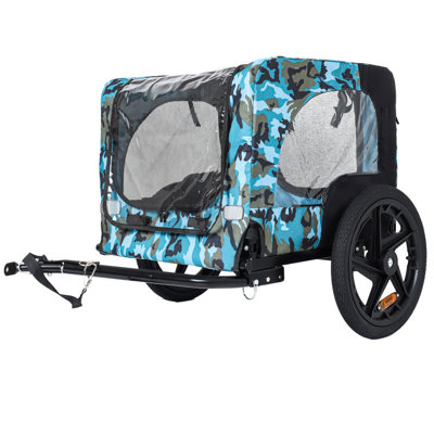 Remorque de vélo d'extérieur pliable robuste pour animaux de compagnie avec roues tout-terrain de 16 pouces et attelage universel - Chariot de transport pliable pour chien / cargaison pour vélos
