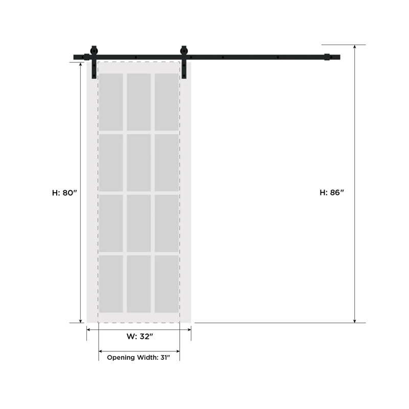 Modern White Frosted Glass Barn Door with Stainless Steel Hardware