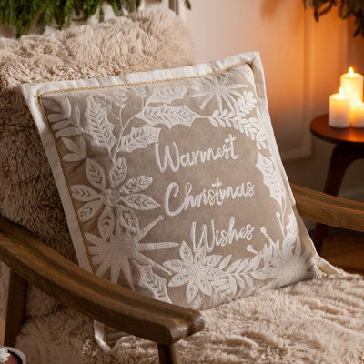 Winter Warmest Wishes Brown Square Cushion