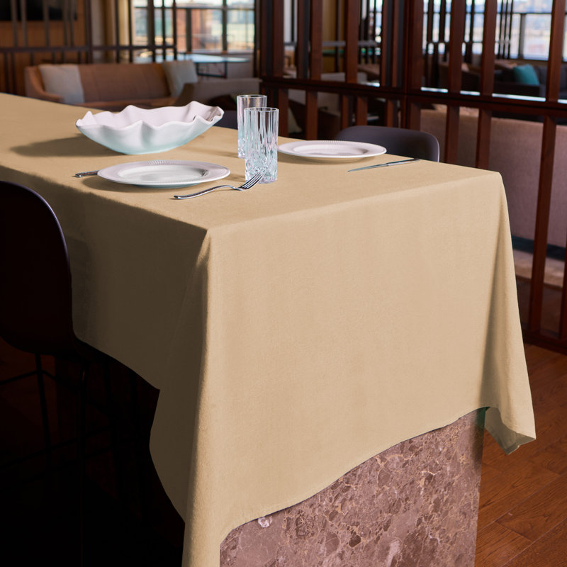 Charleston Woven Cotton Rich Tablecloth  60"x84" In Sandal, Ivory, 84" L x 60" W
