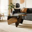 Table basse moderne pour le salon, centre Mid-Century avec plateau en verre trempé et bois, noyer