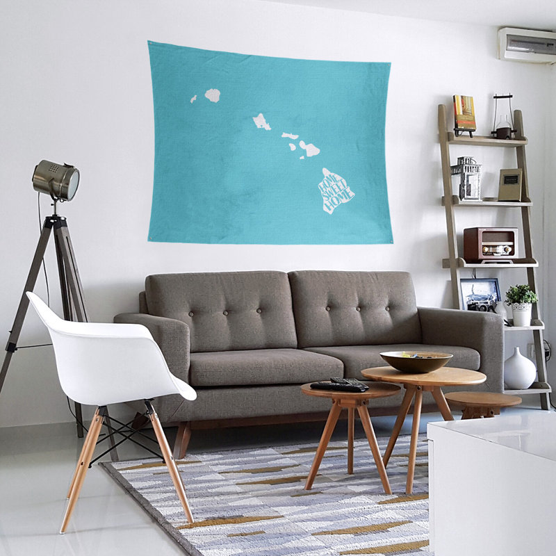 Tapisserie murale à la maison en hawaii doux, H 68 po x l 80 po, Bleu sarcelle