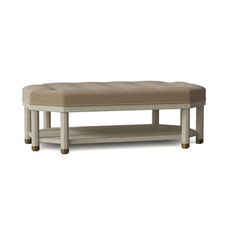 Libby Langdon 53" Wide Tufted Cocktail Ottoman with Storage, Parchment (8794 70), Walnut