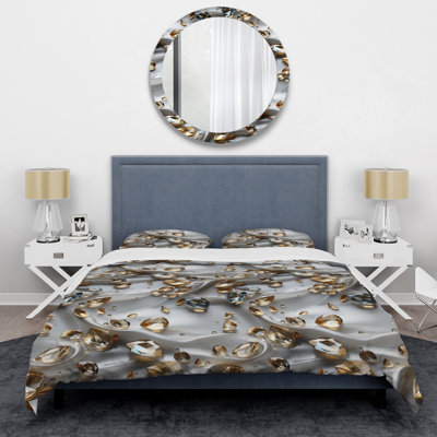 Ensemble de housse de couette gris et doré Crystal Reflections Glam - Glam