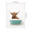 «Highland Cow in Teal Bathaign on Coloured Tile» par Amy Peterson, reproduction d'art sur toile encadrée