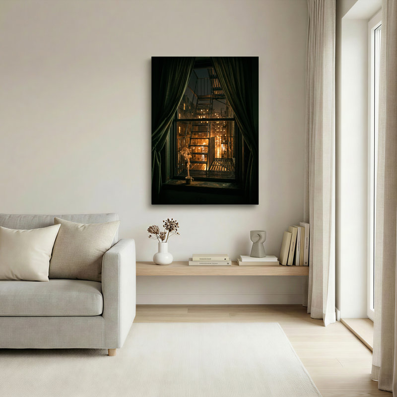 Ensemble de 1 tableau sur toile représentant une vue par la fenêtre, 24"H x 18"W, Wrapped Canvas