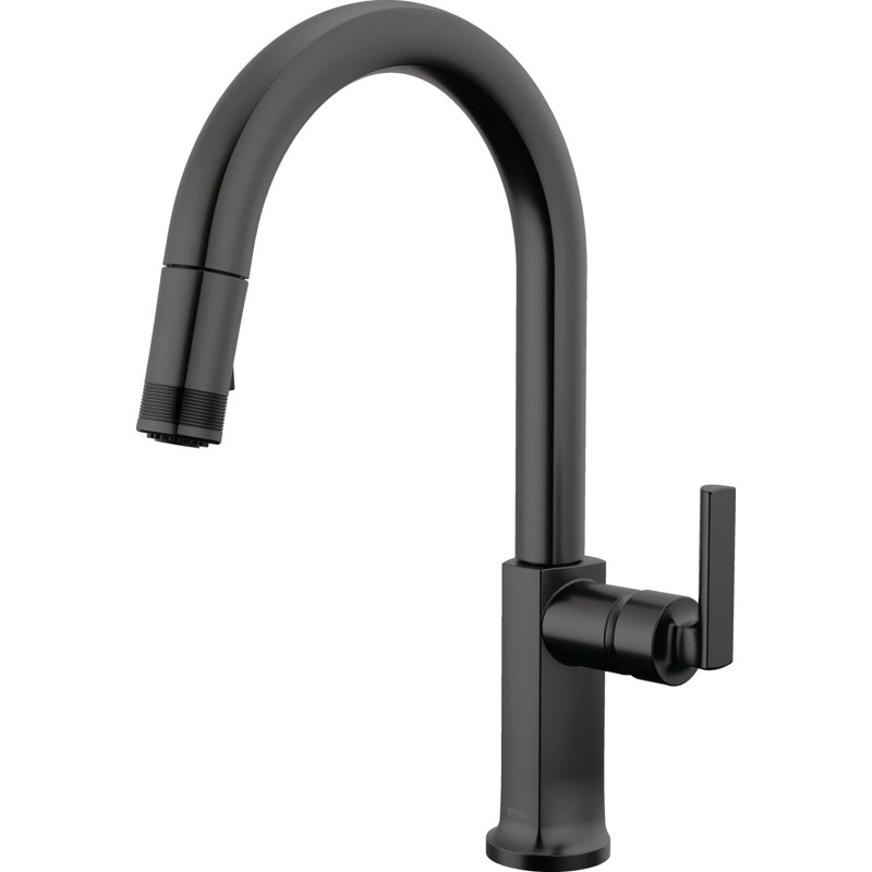 Kintsu® Pull-Down Faucet With Arc Spout, Matte Black, Lever Handle