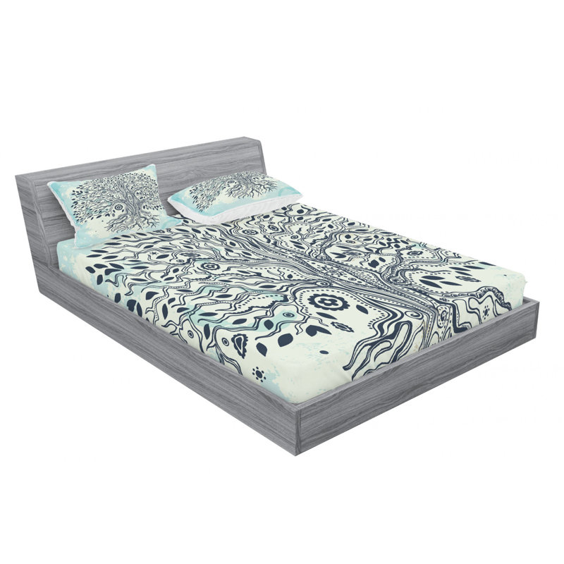 Microfiber Floral Sheet Set, Queen Sheet Set with Fitted Sheet