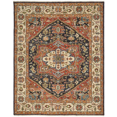 Carrington Wool Oriental Area Rug in Red