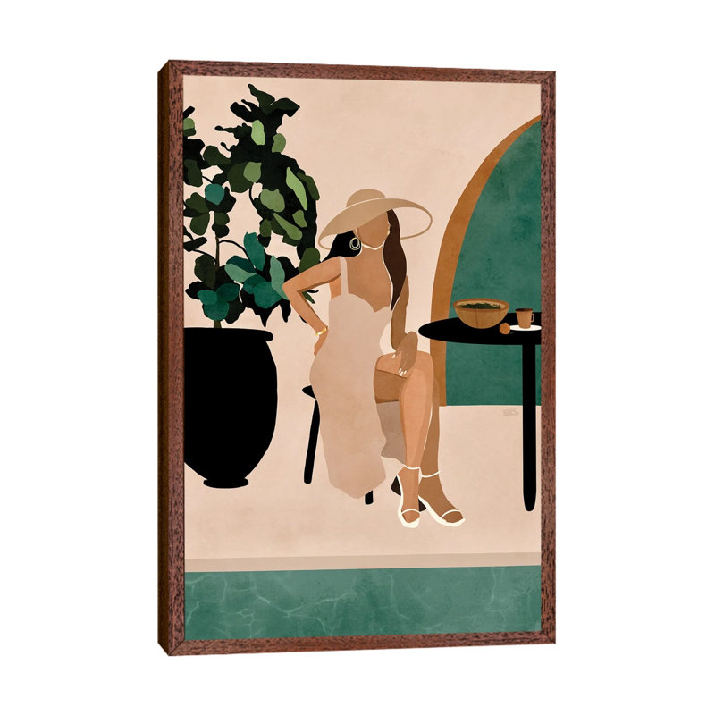 Poolside Brunch by Bria Nicole - Print on Canvas, Classic Brown Wood Framed Canvas, 101.6 cm H x 66.04 cm W