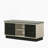 Brett 38.5"W Oak Finish Shoe Cabinet With Sliding Doors, Upholstered Top