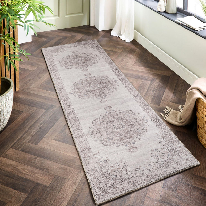 2 pi 7 po Tapis X 9 10 avec médaillon d'aspect fait à la main, multicolore, 100% velours, envers en jute, et confortable pour la maison