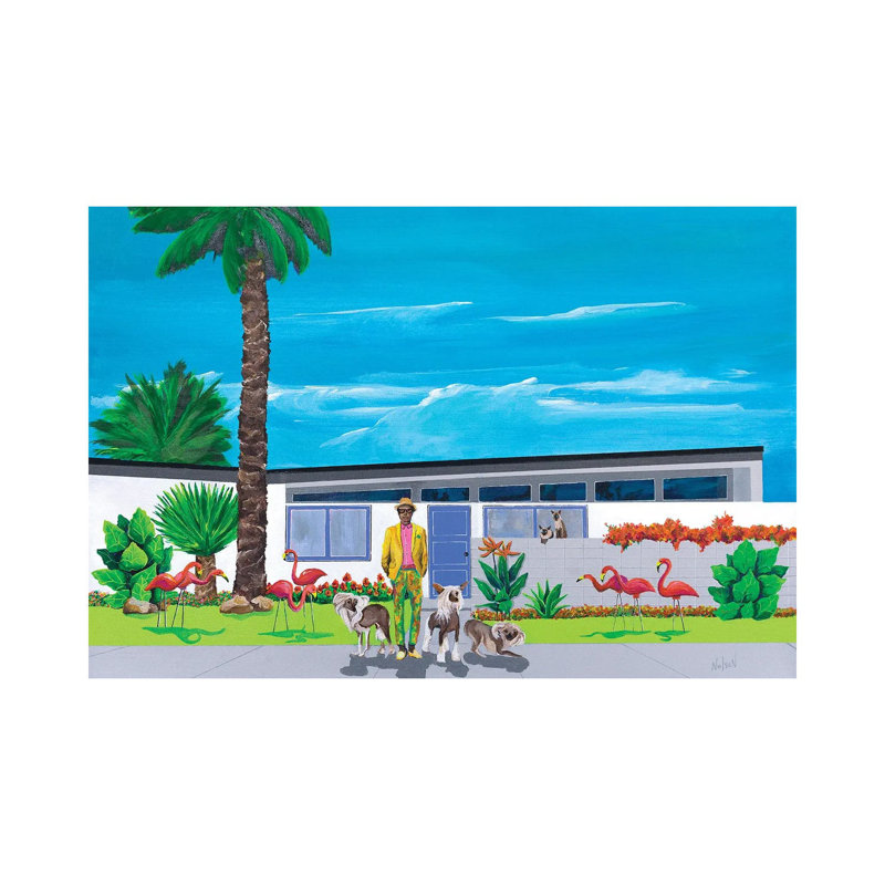 Pink Flamingos by Dan Nelson - Wrapped Canvas Painting, 20.32 cm H x 30.48 cm W