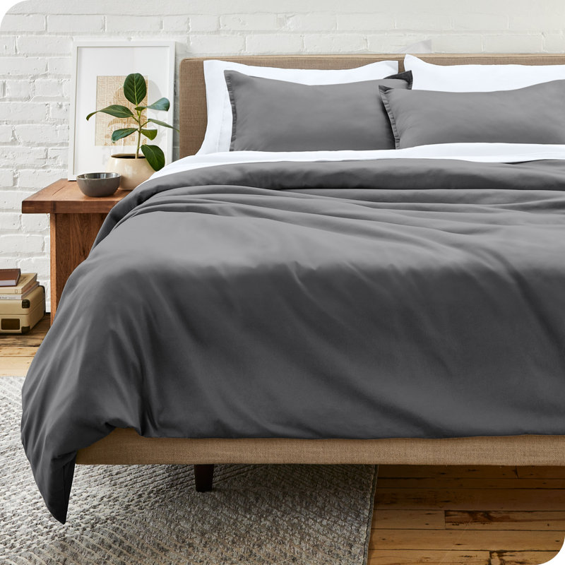 Oversized Queen Gray and White Microfiber Duvet Cover Set