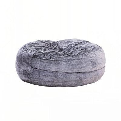 Modern 5-Foot Round Memory Foam Bean Bag Soft Faux Fur Cover Bean Bag Chair, Purple