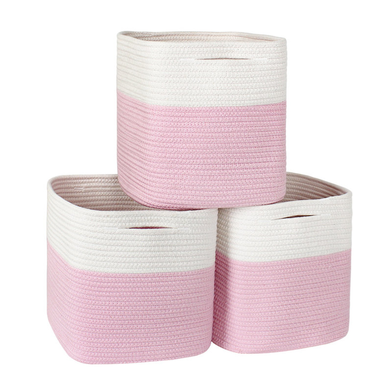 Dovecove 3-Pack Foldable Fabric Cube Storage Bins with Reinforced Handles, Collapsible Closet Organizer Bins for Shelves, Clothes and Toys (Set of 3)
