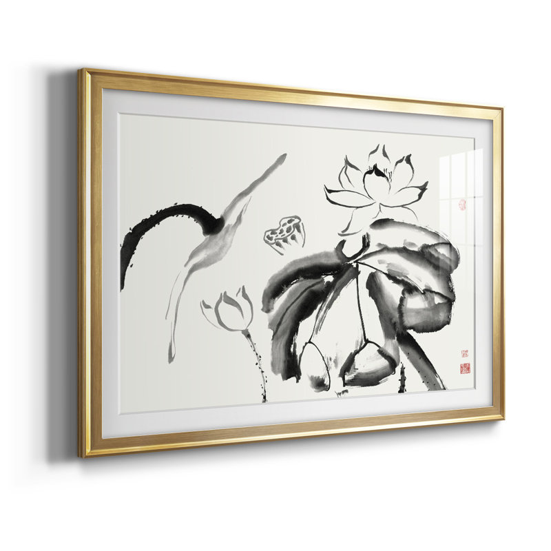 Lotus Study III - reproduction de cadre photo, L 42,5 po x H 30,5 po, Or