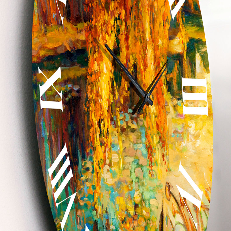 Horloge murale Orange Autumn Forest - Lake House, Petit