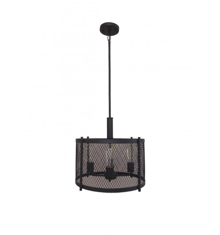 Luminaire suspendu tambour 4 lumières Glen, Bronze ébène