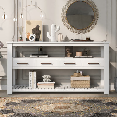 Bambridge 62.21'' Modern Console Table, hallway table, sofa table with 4 Drawers and 2 Shelves