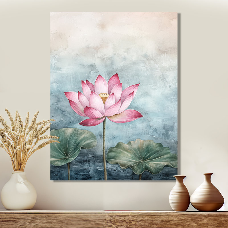 Harmonie de lotus rose dans l'étang I, H 20 po x l 12 po x P 0,84 po