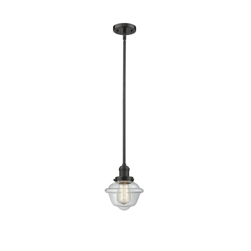 Luminaire suspendu simple 1 lumière Baptiste, Transparent, Bronze huilé, Ampoule DEL 6 watts Vinage
