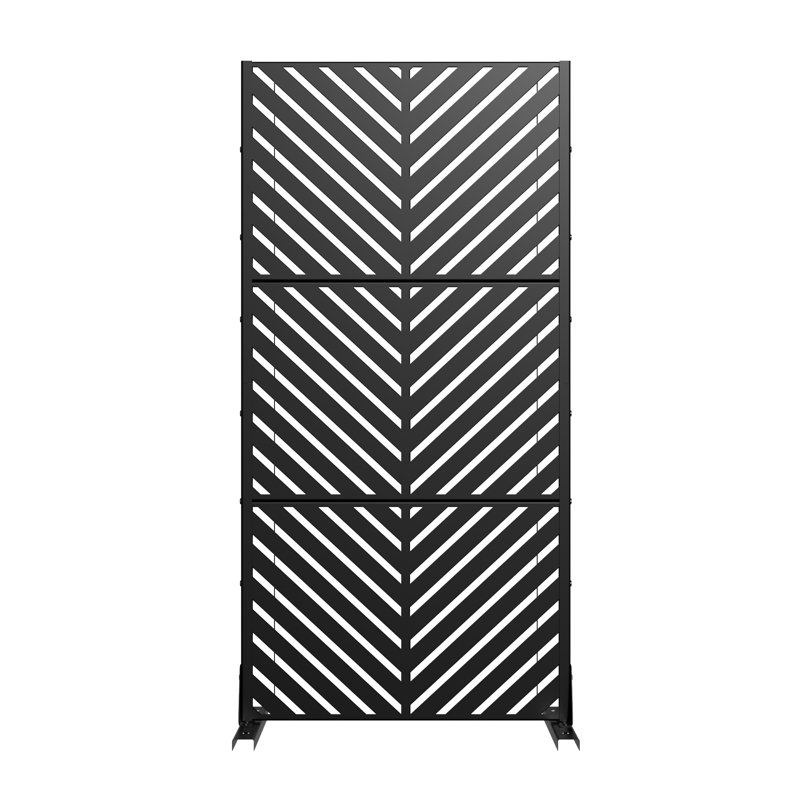 Panneau de clôture d'intimité en métal avec motif élégant, Brun, H 72 po x l 47 po x P 16 po, 2