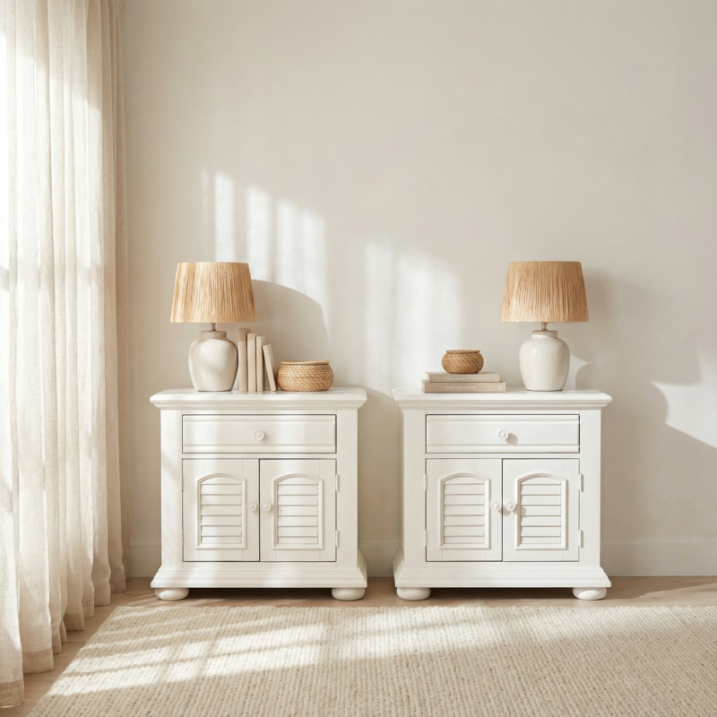 Ensemble de chambre avec très grand lit à panneaux et deux tables de chevet Alvy, Très grand