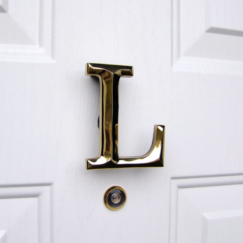 Heurtoir de porte lettre monogramme, Laiton, L