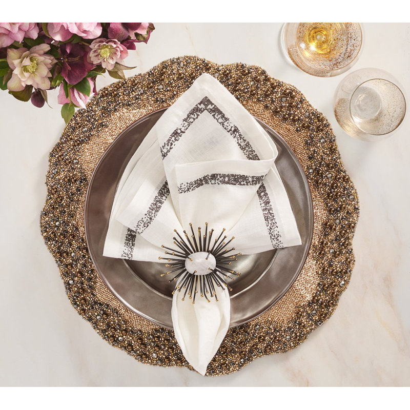 Impression Napkin, White/Gunmetal