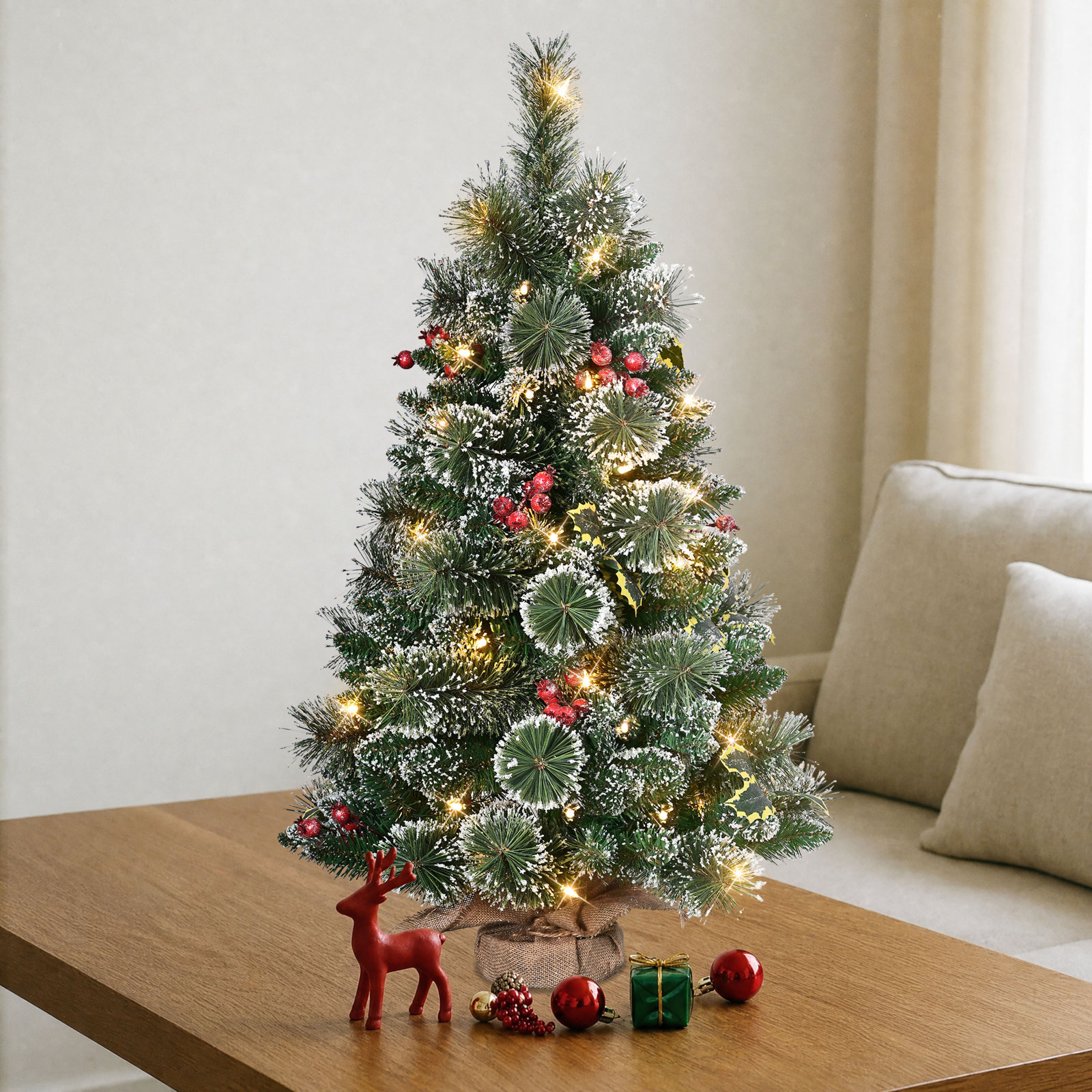 3' Pre-Lit Pine Christmas Tree