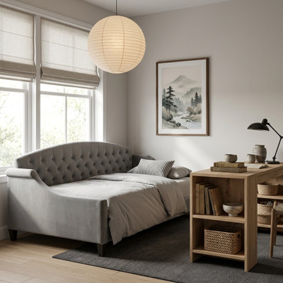 Modern Luxury Tufted Upholstered Wingback Daybed, Multipurpose Sofa Bed Frame with Wood Slats