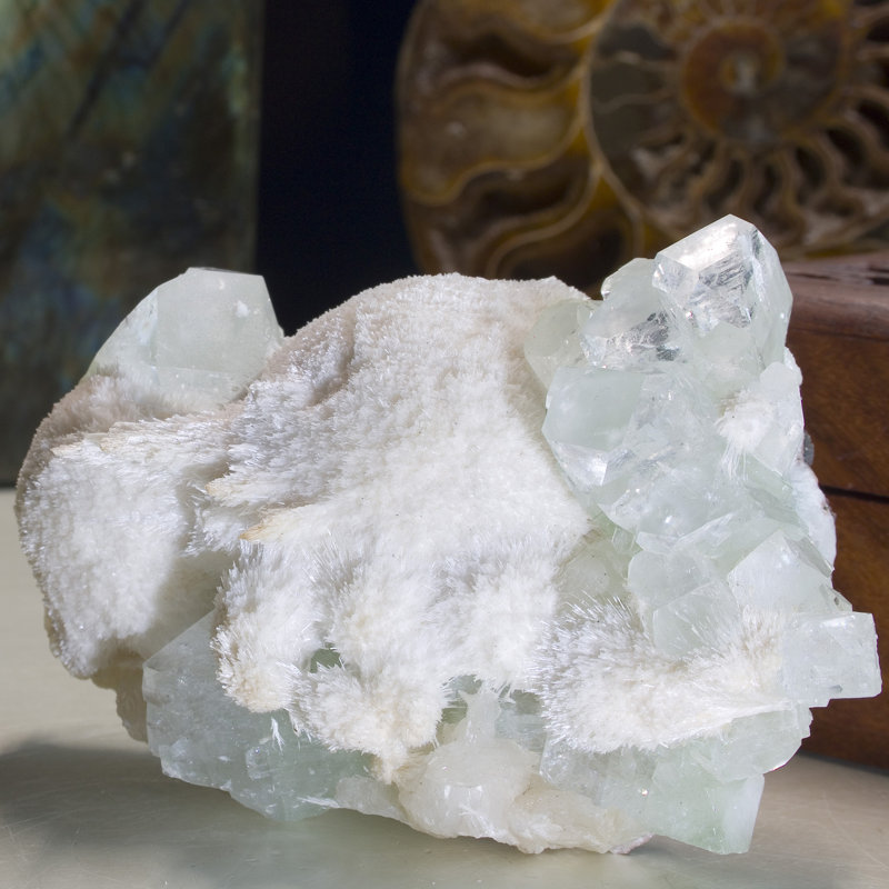 Apophyllite et mordénite vert gemme