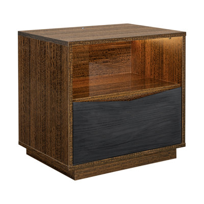 Table de chevet 1 tiroir Kayner avec lumières DEL - gris anthracite