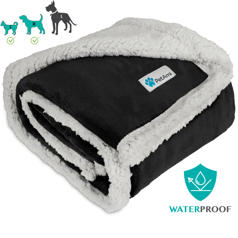 Medium Black Waterproof Reversible Sherpa Pet Blanket